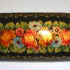 Hair Clip: Flowers on black w/ornament rectangle Babooshki s