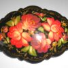 Hair Clip: Flowers on black w/ornament fancy Babushka Matryoshka Babooshki Babushkas