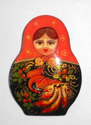 Fridge Magnet: 'Fire Bird' orange scarf Babushka Matryoshka Babooshki Babushkas