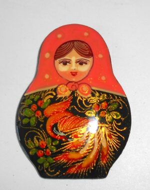 Fridge Magnet: ‘Fire Bird’ orange scarf Babooshki s