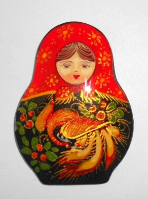 Fridge Magnet: 'Fire Bird' red scarf Babushka Matryoshka Babooshki Babushkas