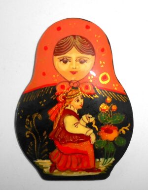 Fridge Magnet: ‘Scarlet Flower’ orange scarf Babooshki s