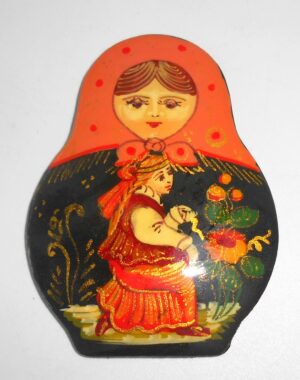 Fridge Magnet: 'Scarlet Flower' orange scarf Babushka Matryoshka Babooshki Babushkas