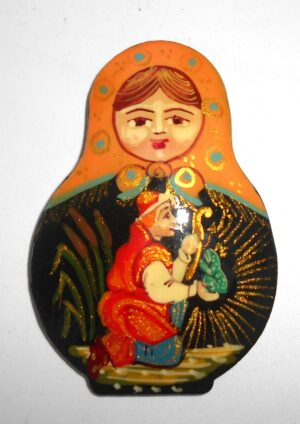 Fridge Magnet: 'Frog Princess' orange scarf Babushka Matryoshka Babooshki Babushkas