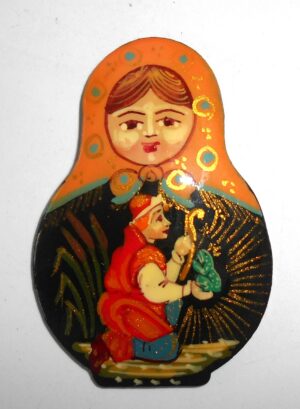 Fridge Magnet: ‘Frog Princess’ orange scarf Babooshki s