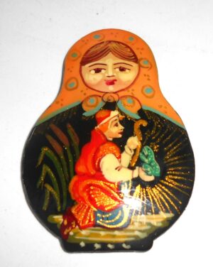 Fridge Magnet: ‘Frog Princess’ orange scarf Babooshki s