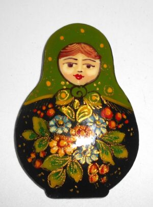 Fridge Magnet: ‘Roses’ green scarf Babooshki s