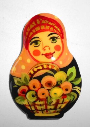Brooch: Anya with hairdress light orange scarf Babooshki s