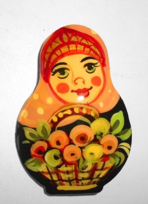 Brooch: Anya with hairdress light orange scarf Babooshki s