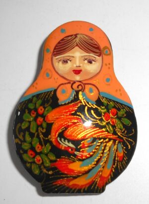 Brooch: ‘Fire Bird’ orange scarf Babooshki s