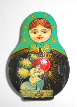 Brooch: ‘Snow maiden’ cyan scarf Babooshki s