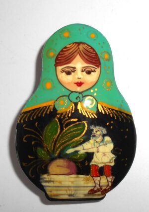 Brooch: ‘Gigantic Turnip’ cyan scarf Babooshki s