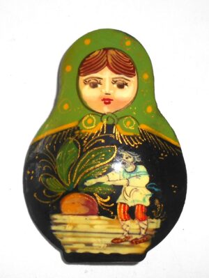 Brooch: 'Gigantic Turnip' green scarf Babushka Matryoshka Babooshki Babushkas