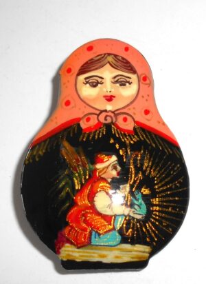 Brooch: ‘Frog Princess’ orange-pink scarf Babooshki s