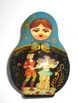 Brooch: ‘On date’ blue scarf Babooshki s