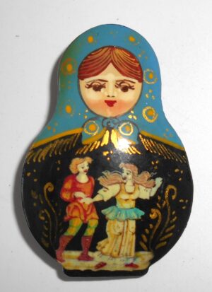 Brooch: ‘On date’ blue scarf Babooshki s