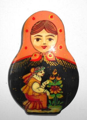 Brooch: 'Scarlet Flower' orange-pink scarf Babushka Matryoshka Babooshki Babushkas