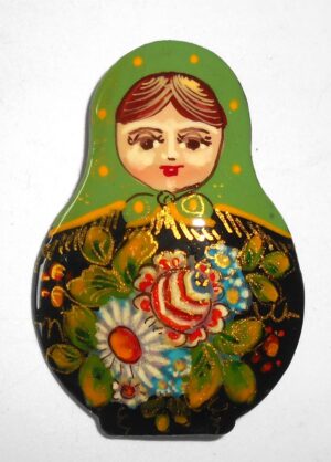 Brooch: 'Flowers' green scarf Babushka Matryoshka Babooshki Babushkas