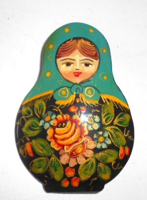 Brooch: 'Roses' cyan scarf Babushka Matryoshka Babooshki Babushkas