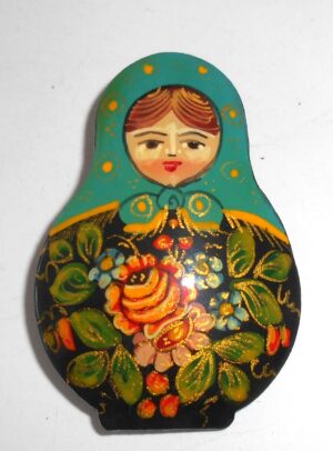 Brooch: ‘Roses’ cyan scarf Babooshki s
