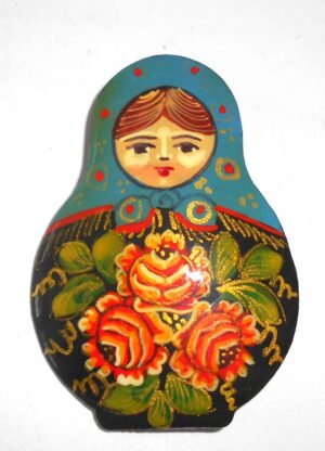 Brooch: 'Roses' dark blue scarf Babushka Matryoshka Babooshki Babushkas