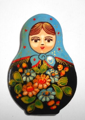 Brooch: ‘Flowers’ dark blue scarf Babooshki s