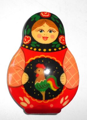 Brooch: Galya with rooster Babushka Matryoshka Babooshki Babushkas