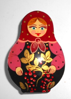 Brooch: Galya with golden leaves Babooshki s
