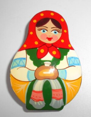 Brooch: Galya with Bread & Salt red scarf Babooshki s