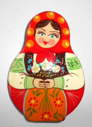 Brooch: Galya with wild flowers Babushka Matryoshka Babooshki Babushkas