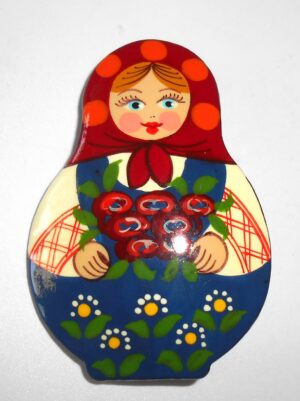 Brooch: Galya with bunch of flowers Babushka Matryoshka Babooshki Babushkas