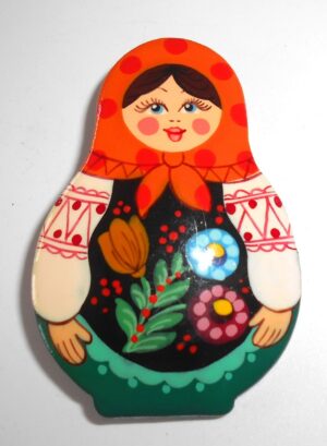 Brooch: Galya with wild flowers orange scarf Babooshki s