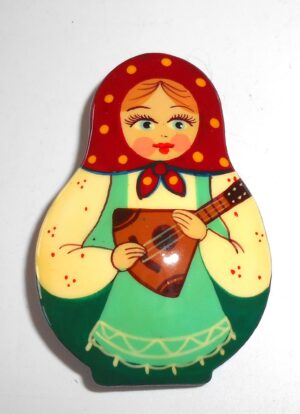 Brooch: Galya with balalaika burgundy scarf Babooshki s