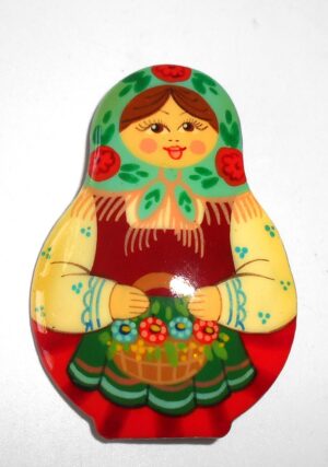 Brooch: Galya green scarf Babushka Matryoshka Babooshki Babushkas