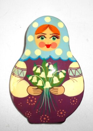 Brooch: Galya with lilies of the valley purple dress Babushka Matryoshka Babooshki Babushkas