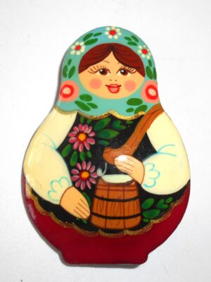 Brooch: Galya with water caring beam Babushka Matryoshka Babooshki Babushkas