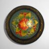 Brooch round w/ornament: Floral on pale green Babooshki s
