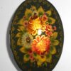 Brooch oval w/ornament: Floral on black Babooshki s