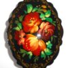 Brooch fancy oval: Floral on black Babooshki s