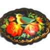 Brooch fancy oval: Bird on black Babooshki s