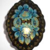 Brooch fancy oval w/ornament: Blue roses Babooshki s
