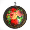 Pendant round: Three roses on black Babooshki s