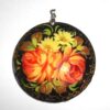 Pendant round: Roses & daisies on black Babooshki s