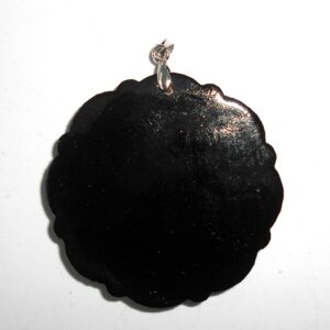 Pendant fancy round: Pink roses on black Babooshki s