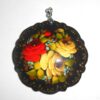 Pendant fancy round: Roses on black Babooshki s