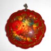 Pendant fancy round: Flowers on red Babooshki s
