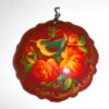 Pendant fancy round: Bird on red Babooshki s