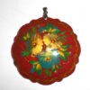 Pendant fancy round: Wild flowers on red Babooshki s