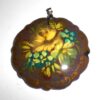 Pendant fancy round: Wild flowers on brown Babooshki s