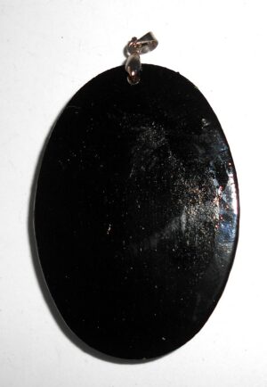 Pendant oval: White & pink roses on black Babooshki s